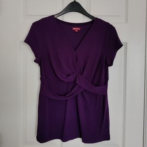 MERONA Misses size L cap sleeve faux wrap top